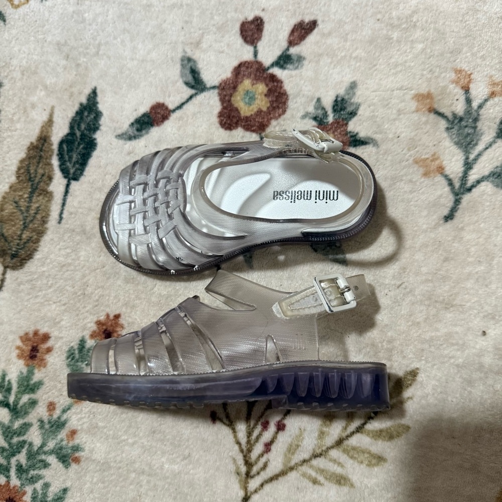 Mini Melissa Toddler Translucent Gray Jelly Sandals (Open-Toed)
